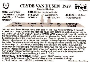 1991 Horse Star Kentucky Derby #55 Clyde Van Dusen Back